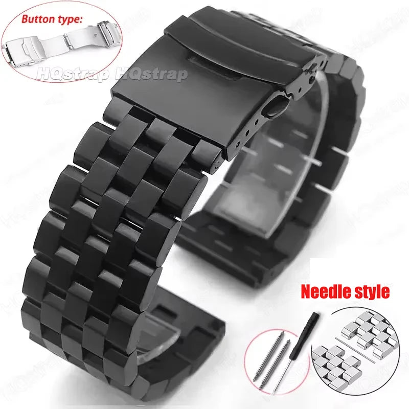 Full Solid Stainless Steel Strap 18mm 20mm 22mm 24mm 26 High Quality Watch Band Flat Interface Wristband with Tool  Accessories