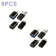 8pcs USB-C Adapter Set: USB 3.0 OTG, Micro USB To USB-C, Fashionable Black Metal Surface - Compatible With MacBook Pro, Smartphones, Laptops, PCs, USB Adapter