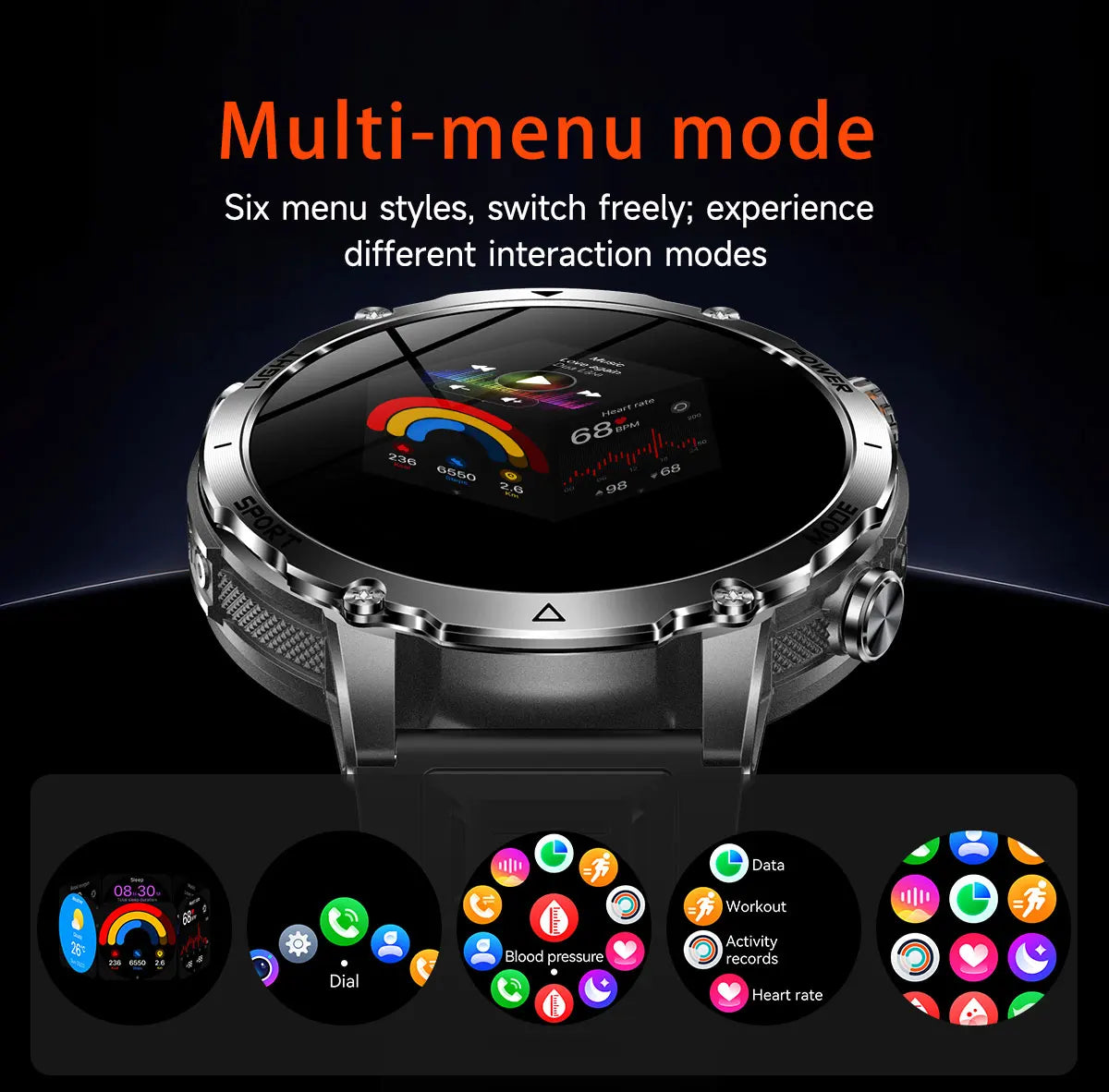 2026 New TANK Ultra 1400mAh Battery Military Smart Watch 10ATM Waterproof Heart Rate Tactical LED Flashlight Men Sports Bracelet