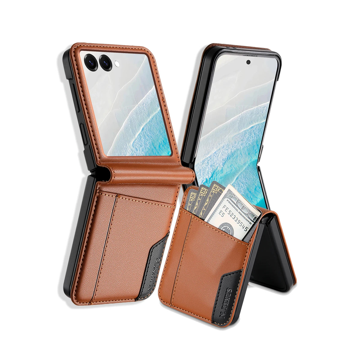 Flip Leather Phone Case For Samsung Galaxy Z Flip 8 7 FE 6 5 4 3 5G Flip7 Flip8 Wallet Card Holder Phone Bag Book Cover Etui