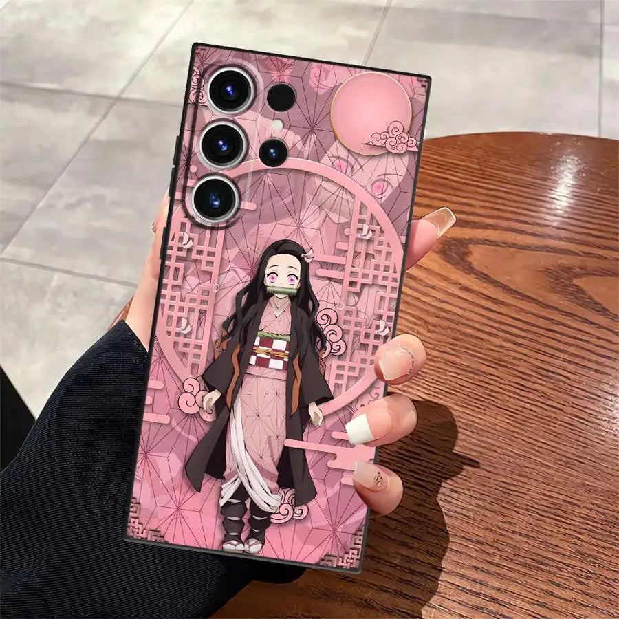 Case for Samsung Galaxy S25 Edge S23 Ultra S24 Plus S21 FE S20 Black Soft Phone Cover Anime D-Demon S-Slayer