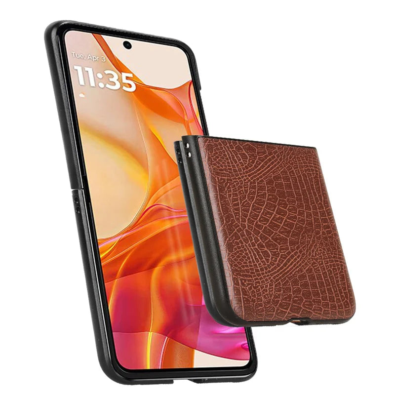 For Motorola Razr 50 Ultra Feels Smooth Fashion Crocodile Pattern PU Leather Hard Back Cover for Moto Razr Plus 2024 Phone Case
