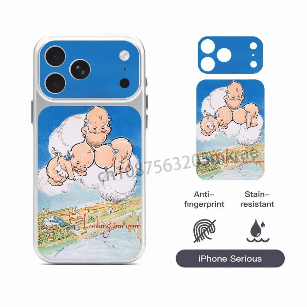 K-Kewpie Cute Angel Protective Sticker for iPhone 17Pro 17ProMax Full Body Back Cover Decal Skin