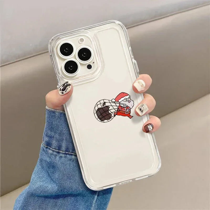 Funny Cartoon New Year Christmas Santa Phone Case for iPhone 17 16 15 14 13 12 11 Pro Max Mini SE4 Plus Air 16E Shockproof Shell
