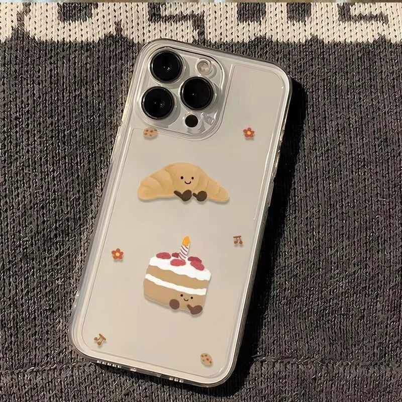 Cute Bread Toast Cake Clear Phone Case For Samsung Galaxy S26 S25 Ultra S24 S23 FE S22 S21 Plus S20 A73 A72 A71 Silicone Cover