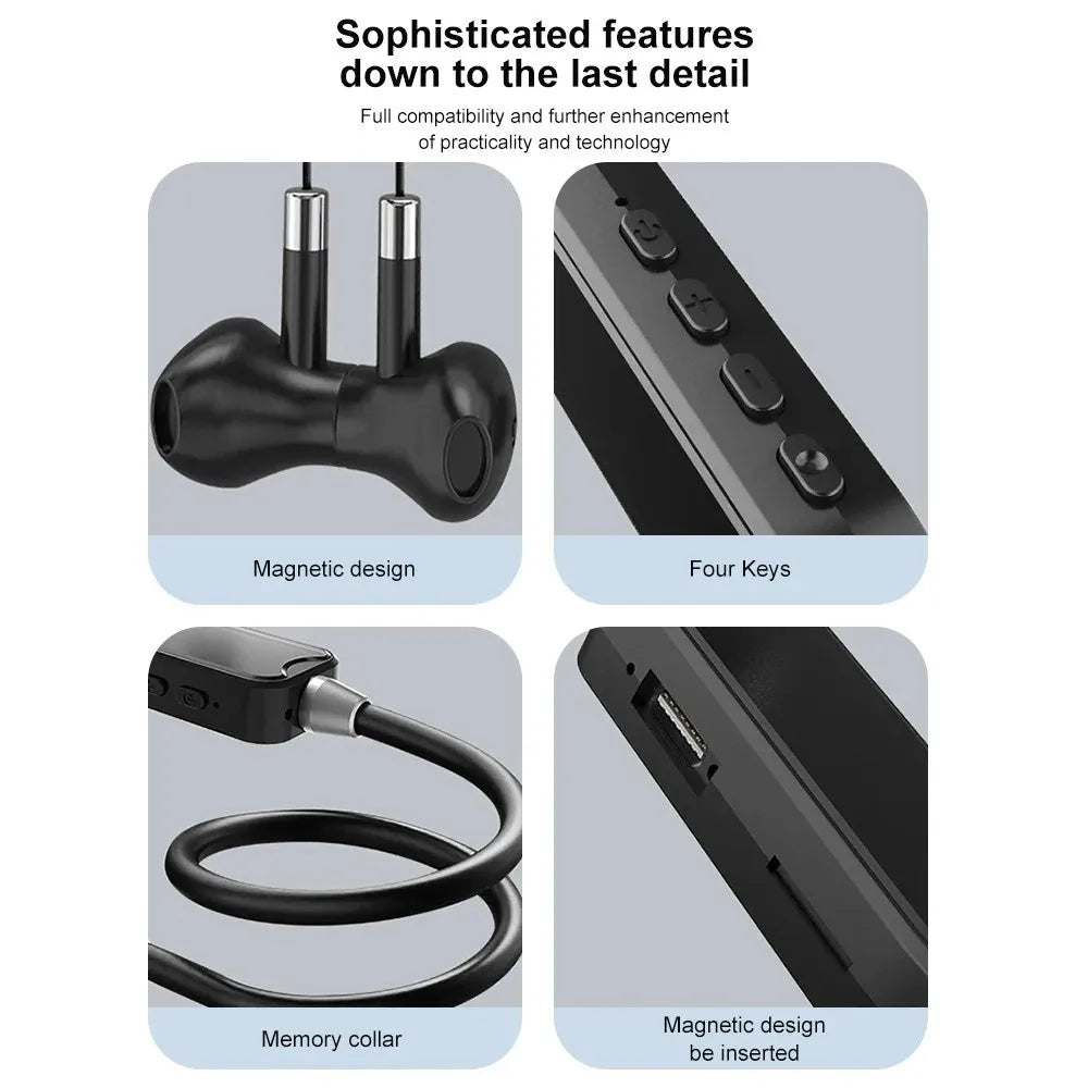 Wireless Wireless Earphones Long Battery Life HiFi Stereo Neckband Headphones LED Display Screen Noise Reduction