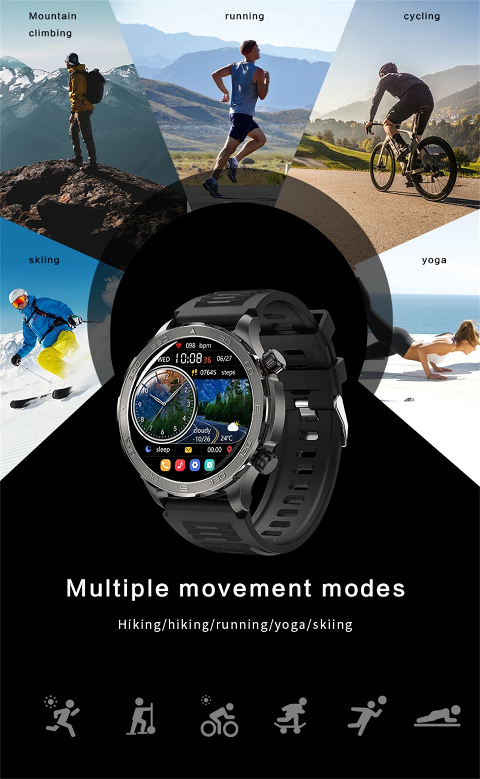 New GPS Track Smart Watch Men AMOLED HD Screen Outdoor Sports Fitness Heart Rate NFC IP68 Waterproof Bluetooth Call Smart Watch