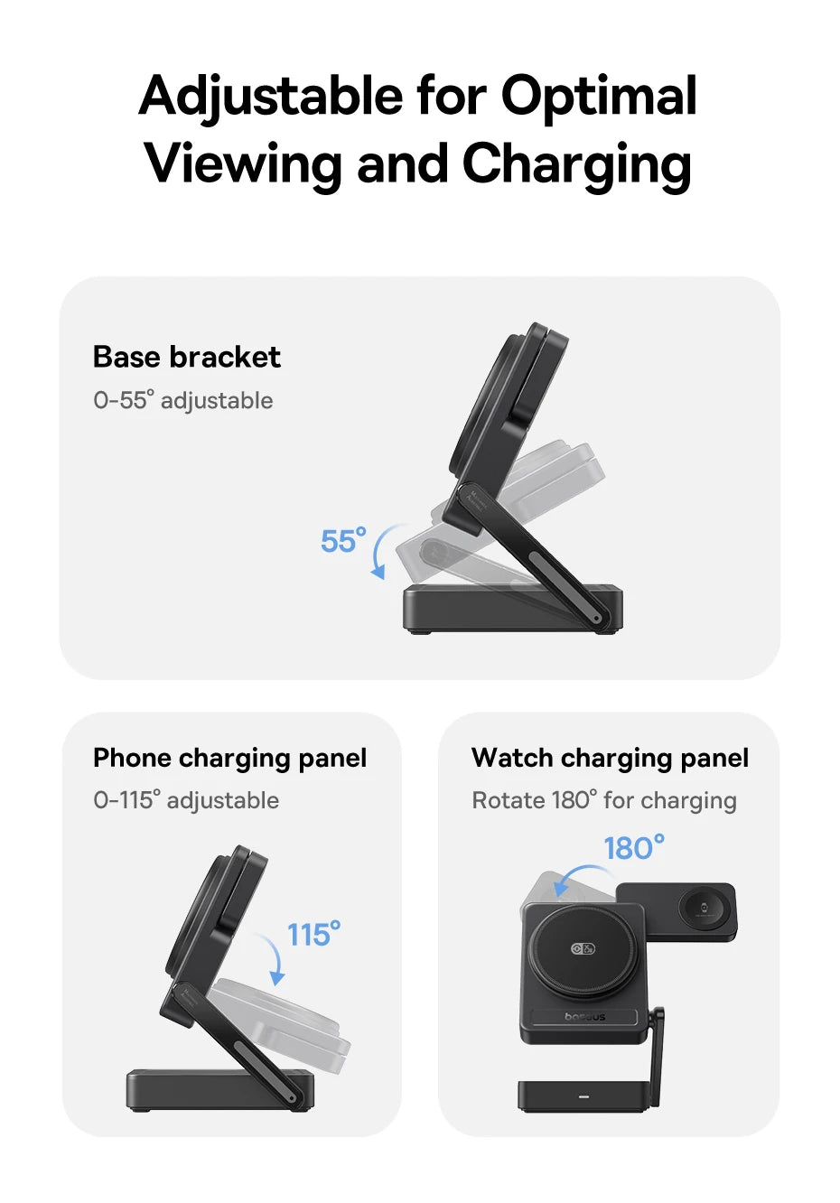 Baseus 3 in 1 Magnetic Wireless Charger Qi2.2 25W Fast Charging For iPhone 17 16 15 14 Apple Watch Earbuds AirPods Pro iWatch