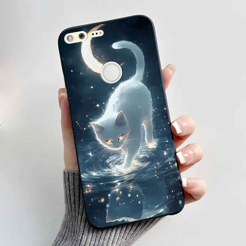 For Google Pixel 1 Case Aesthetic Cute Cat Shockproof Silicone TPU Soft Back Cover for Google Pixel 1 Pixel1 XL Phone Case Coque