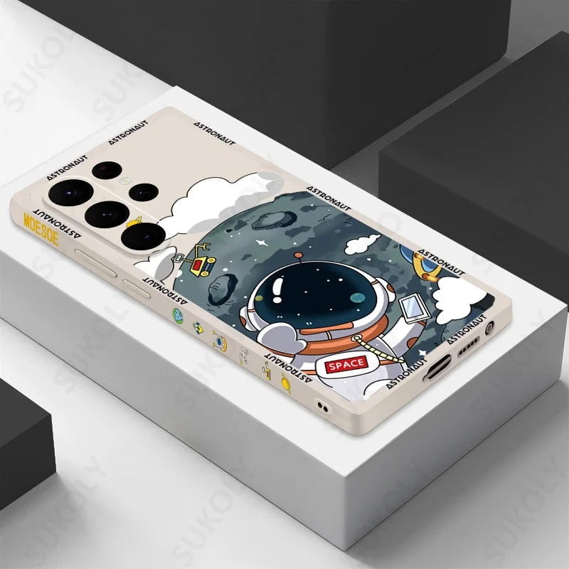 Cute Astronaut Space Case For Samsung Galaxy S26 S25 S23 S24 Ultra S25 FE A57 A37 A17 A16 A56 A36 A55 A54 A26 A15 5G Phone Cover