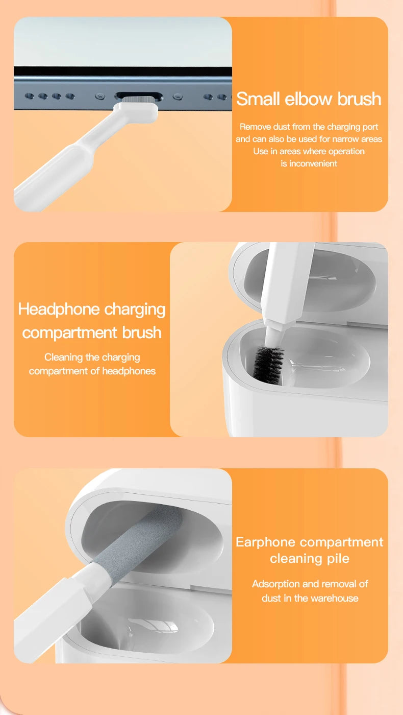 Multi-function Phone Tablet Keyboard Cleaning Kit for iPhone and AirPod headphone Brush Keyremover screen cleaner