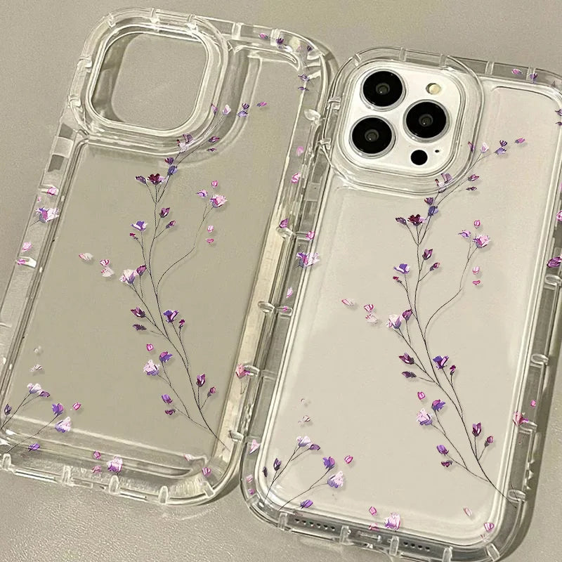 Flower Phone Case For iPhone 17 16 Pro Case iPhone 13 15 14 11 12 Pro Max 16E Air 8 7 Plus XR SE Transparent Shockproof Cover