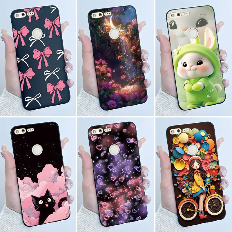 Luxury Cute Love Rabbit Cartoon Funny Case For Google Pixel XL Pixel1 1 XL Black Silicone Soft Phone Case Protective Back Cover