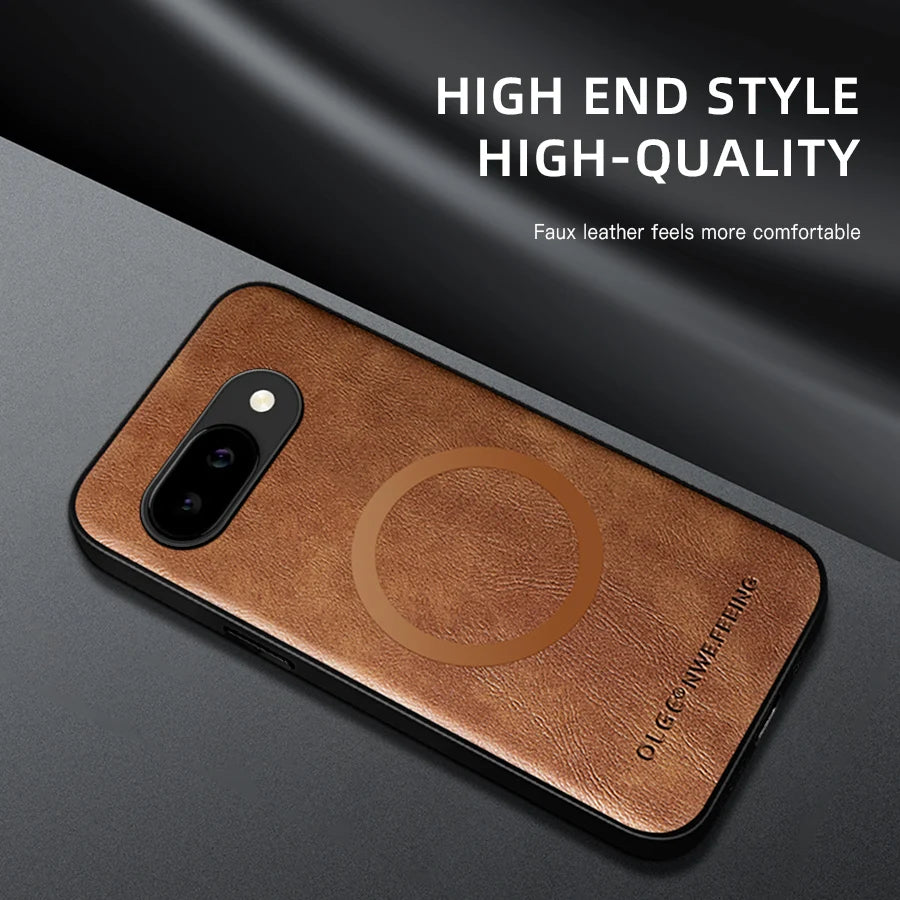 For Magsafe Leather Phone Cases for Google Pixel 7 7A 8 8A 9 9A 10 10A 11 Pro XL Magnetic Wireless Charging Protective Cover