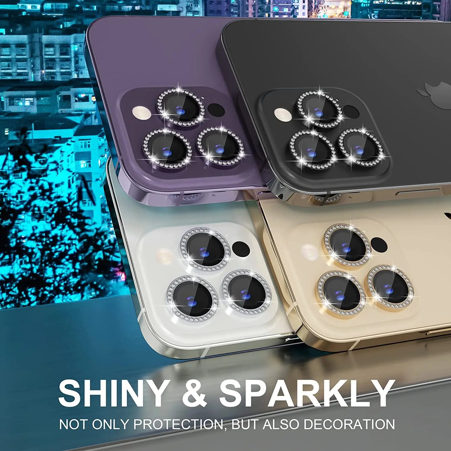 Glitter Diamond Camera Lens Protector Cover for iPhone 17 Air 16 E 16E 16Pro 15 14 Pro Max Plus 13 12 Mini 11 14Pro 13Pro