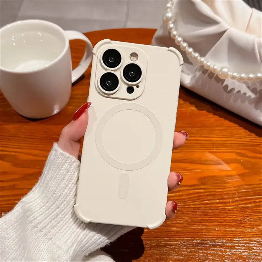 Magnetic Shockproof Silicone Bumper Phone Case For iPhone 17 16 15 14 13 12 Pro Max Plus For Magsafe Wireless Charge Cases Cover