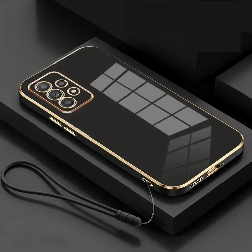 Luxury Plating Silicone Lanyard Phone Case For Samsung Galaxy S26 S25 Ultra S24 S23 FE S22 S21 S20 Plus Shockproof Cover Fundas
