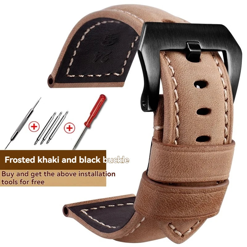 For Panerai Fossil SEIKO TISSOT Watchband Genuine Leather Bracelet male Frosted cowhide Strap Watch band 22 24mm 26m Accessories