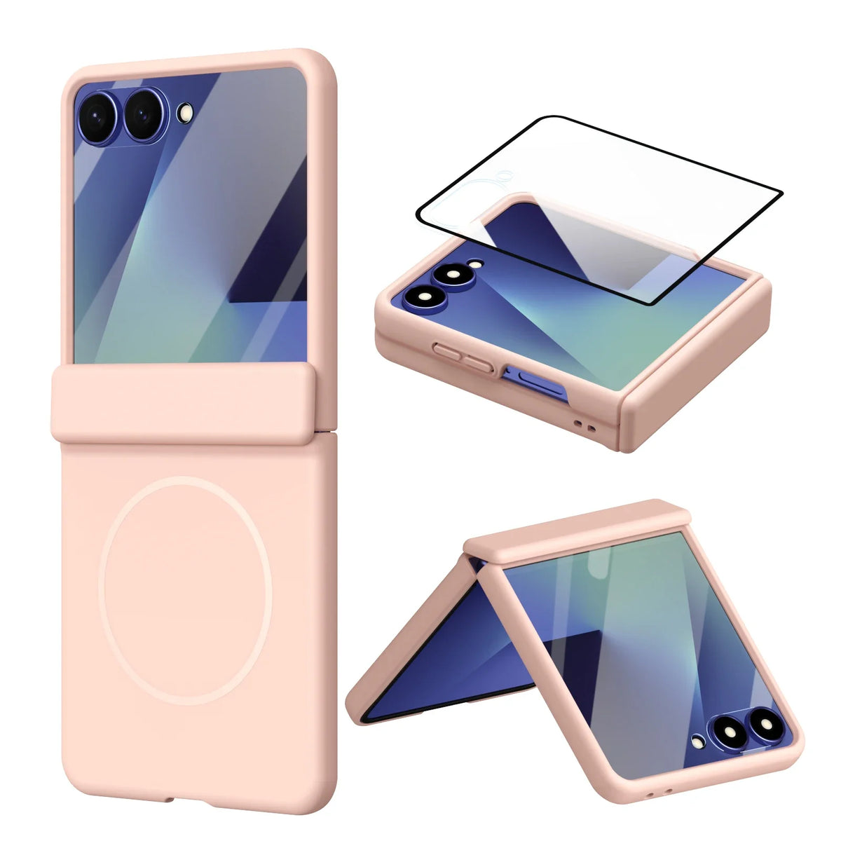 Hinge Protective Magnetic for Samsung Z Flip 8 7 FE 6 5 4 3 with Tempered Protective Film Phone Case for Samsung Galaxy Z Flip 8