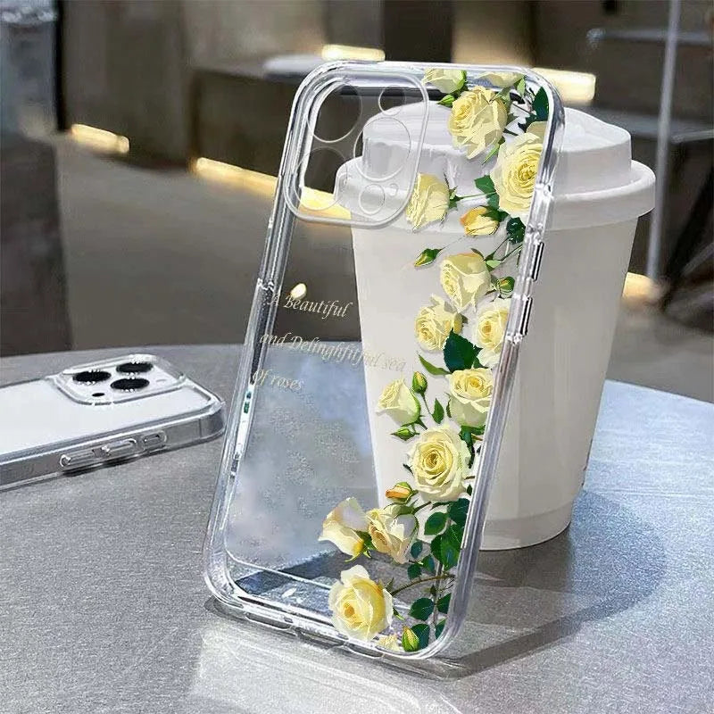 Cute Flower Clear Case For Samsung Galaxy S26 S25 Ultra A57 A56 5G S24 S23 Plus FE A36 A26 A16 A07 A55 A15 A54 Shockproof Cover