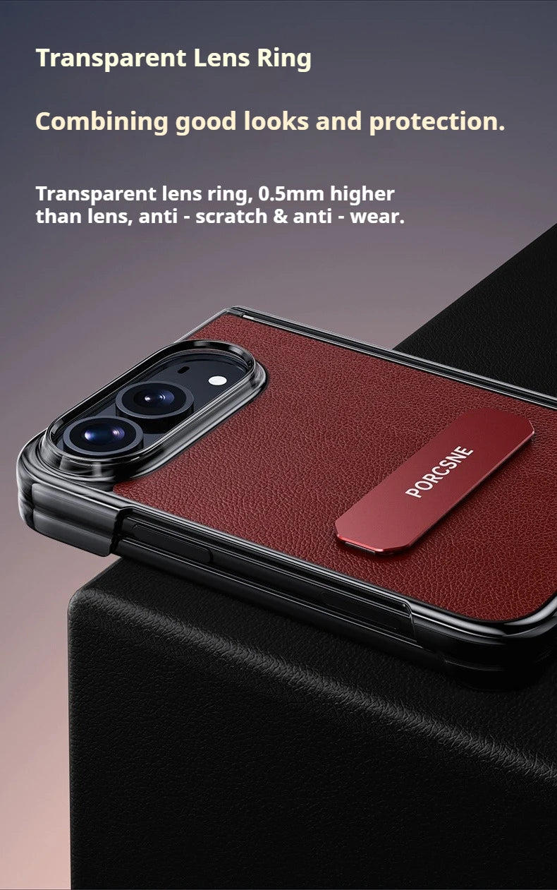 For iPhone Ultra Fold Case Luxury Matte Leather Ultra-Thin Skin-Friendly Folding Hinge Holder Shockproof Back Cover Accessories