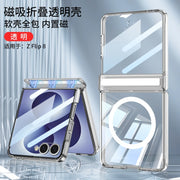 For Samsung Galaxy Z Flip 8 Case Transparent Magnetic Wireless Charging Hinge With Mirror Film Shockproof Back Cover Accessories