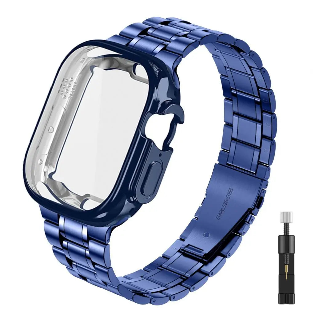 Case+Strap for Apple watch band Ultra2 3 49mm 44mm 40mm 45mm 41mm 42mm Stainless Steel bracelet iWatch Series 3 6 SE 7 8 9 10 11