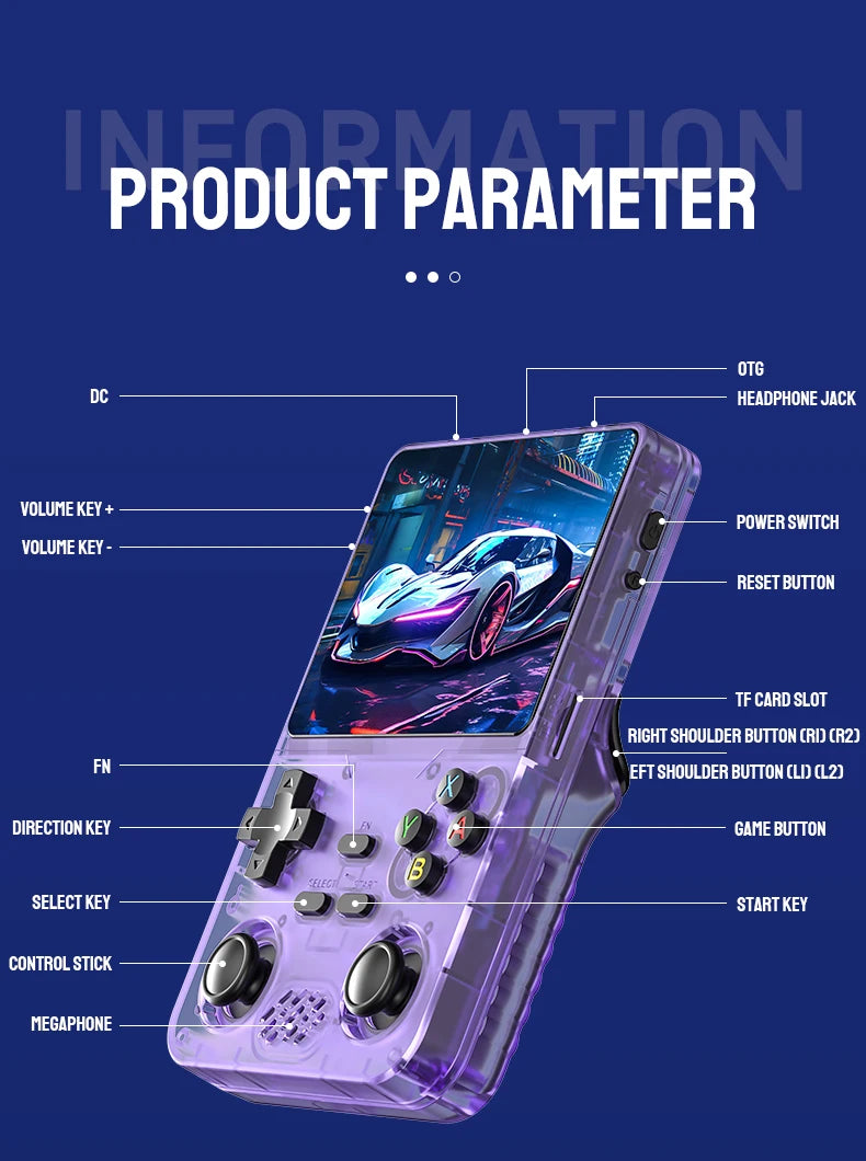 Retro Handheld Game Console RX6S 3 5 Inch IPS Screen 64GB  Portable Gaming Device with Built in Games