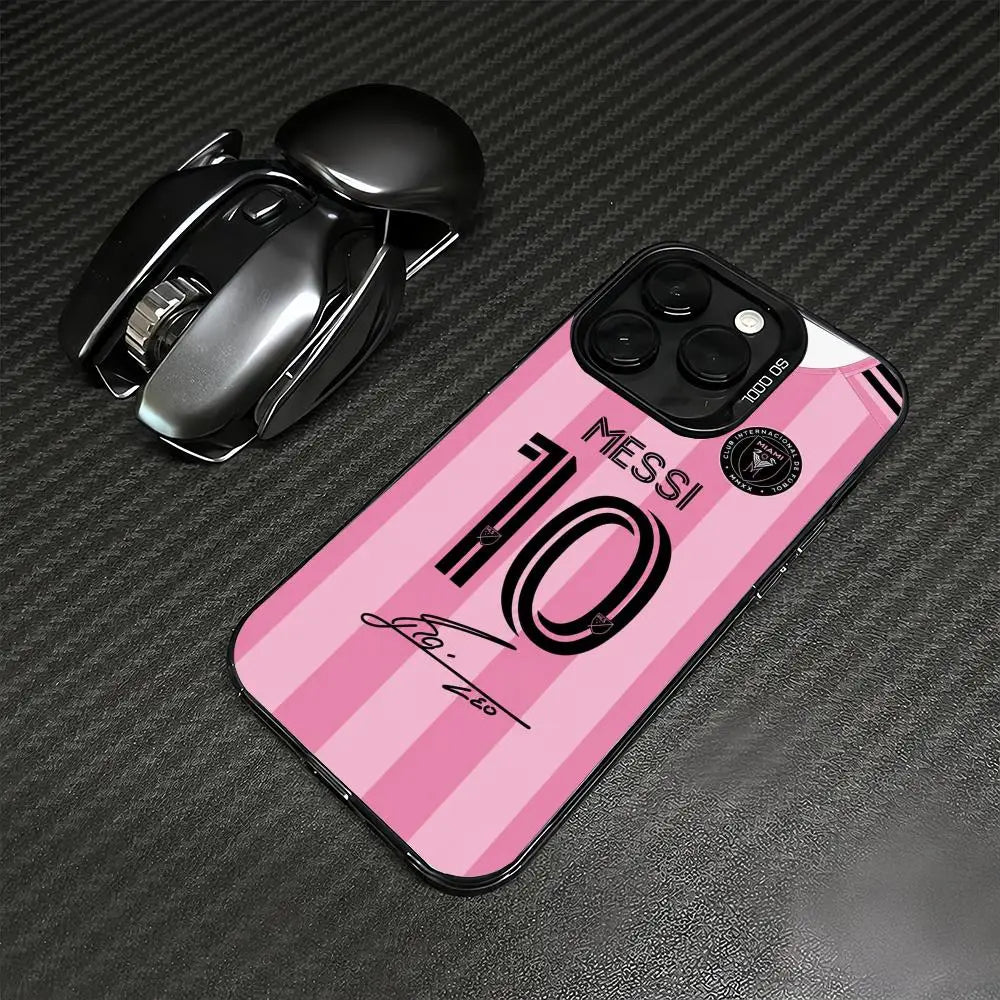 1 Football Star Messi #10 Logo Phone Case iPhone 11/12/13/14/15/16/17 Pro Max Color Gradient TPU Slim Shockproof Case