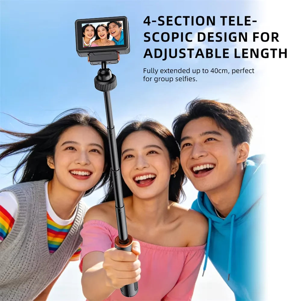VRIG Magnetic Tripod Stand Quick Release Mount for DJI Action 6/ OSMO/Nano Action Camera Extended Selfie Stick for Video Vlog