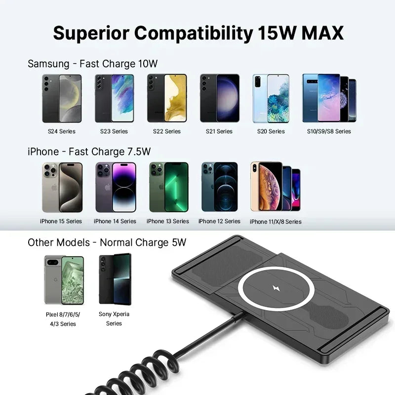 Car Wireless Charger Phone Pad for iPhone 17 16 15 14 13 12 Pro Max AirPods Samsung Xiaomi Airpods Pro 2 Fast Charging Station