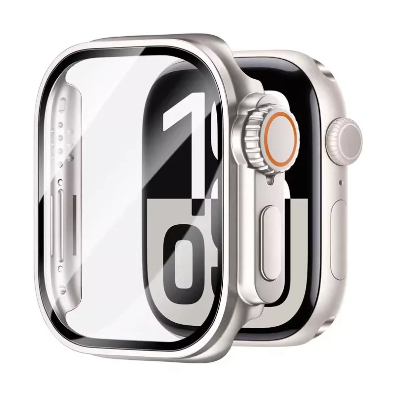 for Apple Watch Case 46mm 45mm 44mm 42mm 46/40/38mm Screen Protector PC Cover+Glass Series 12 11 10 9 8 7 SE Instantly To Ultra