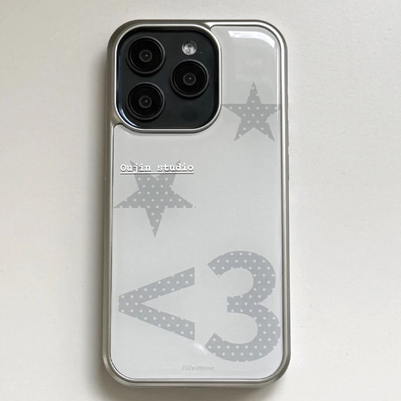 Korean Ins Cute Polka Dots Stars Phone Case for iPhone 17 16 15 14 13 12 11 Air Pro Max Plus Luxury Clear Soft Back Cover