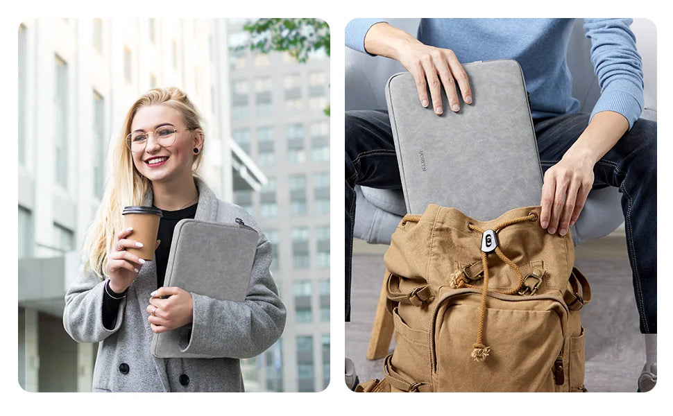 UGREEN  Leather Laptop Bag for Macbook Pro 13 14  Macbook Air Laptop Storage Bag Sleeve Case for iPad Pro Air Notebook Bag