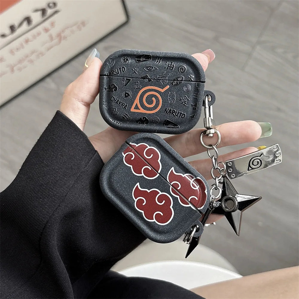 For Airpods Pro 3 Case,3D NARUTO Logo TPU Protective Earphone Cover For Airpods Pro 2/Airpods 4 3 2 1 Cover With Keychain
