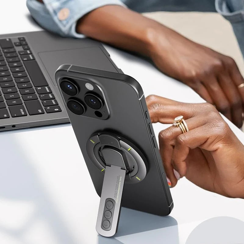 Dual-Sided Magnetic Portable Multi-Function Phone Ring Holder 360° Rotating Desktop Stand Compatible with Multiple Phone Models