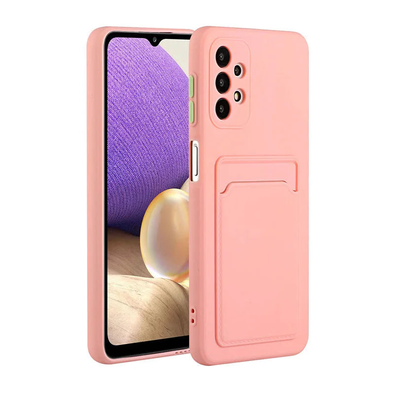 Soft Silicone Card Holder Cover For Samsung Galaxy S24 S23 S22 S21 S20 Plus FE Note 20 Ultra A51 A71 A54 Slot Wallet Back Case