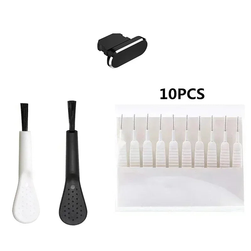 Cell Phone Charging Port Dust Plug with Cleaning Brush for IPhone 15 14 13 16Pro Max Plus Samsung Xiaomi IOS Type C Cleaner Set