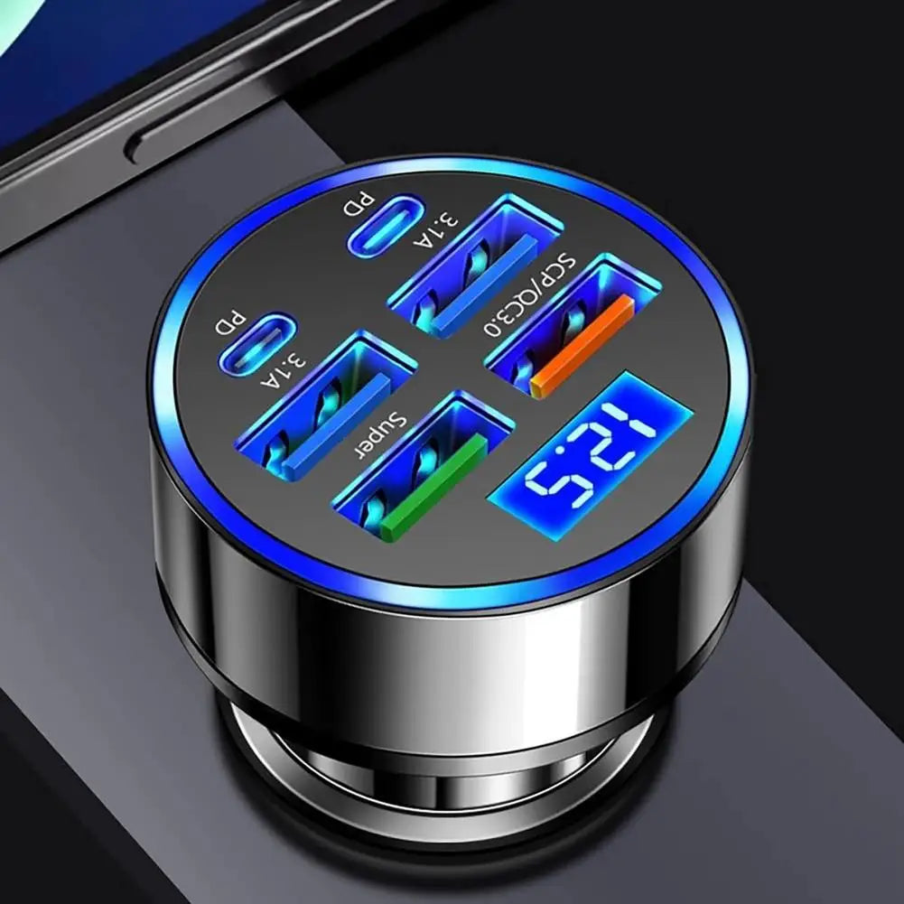 Fast Charging Car Phone Charger Adapter 4 Ports USB Car Charger Type C PD Quick Charge 3.0 Car Charger
