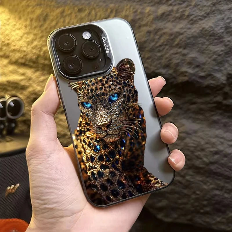 Gold and Slivery Leopard Print Phone Case for Samsung Galaxy S25 S24 S23 S22 S21 S20 Ultra Plus FE A55 A54 A53 A34 A35 A15 Cover