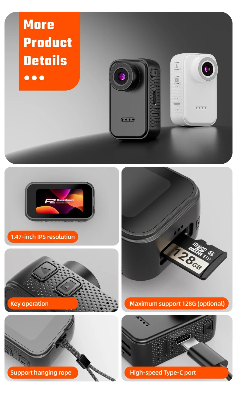 Magnetic Thumb Camera 1080P Body Camera For Outdoor Action Vlog 1920x1080P Video Recorder Ideal For Cycling Hiking And Walking