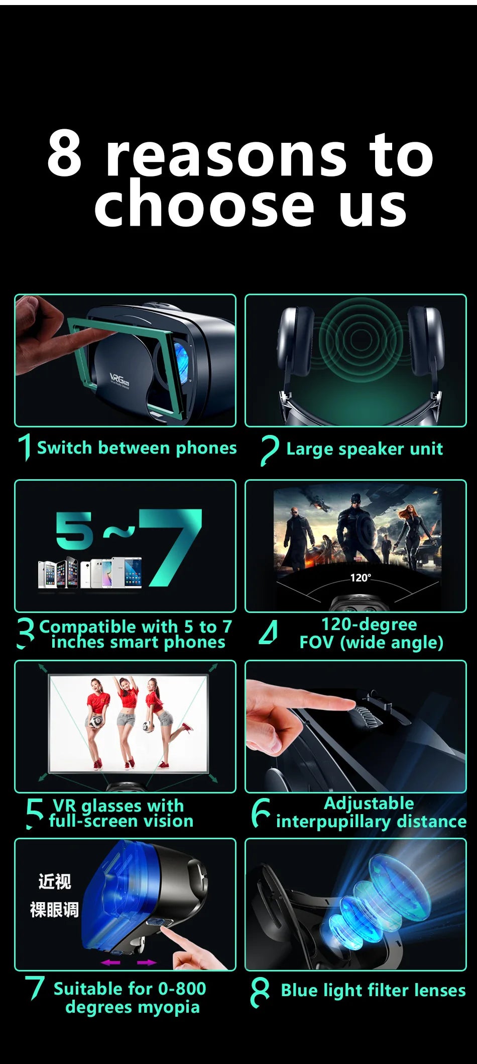 VRG Pro 3D Virtual Reality VR Glasses Devices Headset Viar Goggles Helmet Lenses Smart For Phone Smartphones Viewer Cell Devices