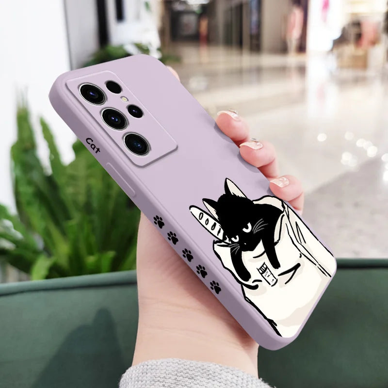 Bread Cat Phone Case For Samsung Galaxy S25 S24 S23 S22 S21 S20 S10 S10E Ultra Plus FE Note 20 Ultra 10 9 Plus Cover