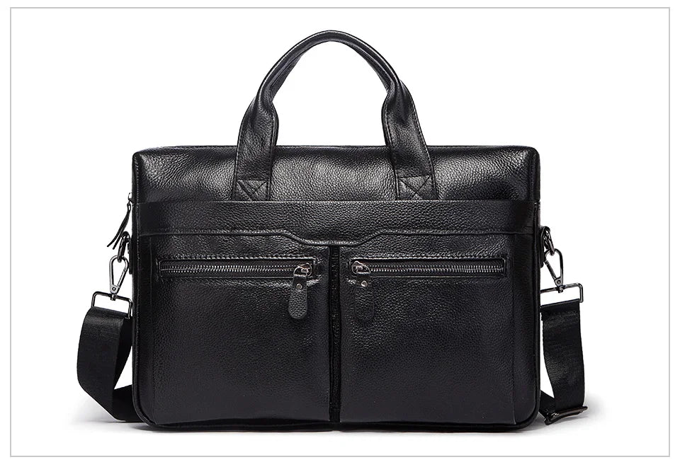 HUMERPAUL Men's Genuine Leather Briefcase Business Laptop Bag with Multiple Pockets Durable Handbag Shoulder Bags for Travel ﻿