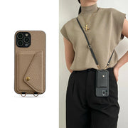 Luxury Crossbody Strap Lanyard Wallet Leather Case for iPhone 16 17 16Pro 15 Pro 17Pro Max 14 13 12 11 Card Holder Phone Cover