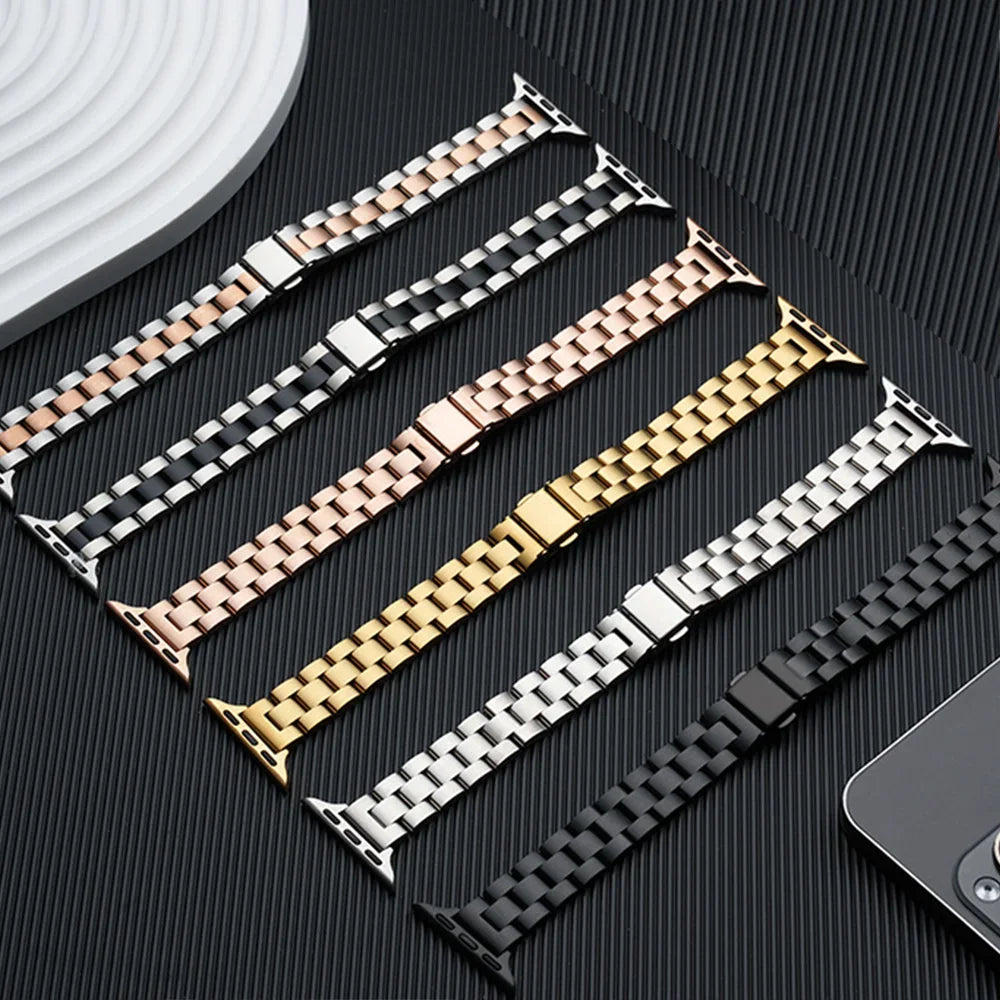 Stainless steel band for apple watch strap series 10 46mm 44mm 45mm 40mm 42-38-41mm Slim Metal bracelet 49mm iwatch 8 7 6 SE 5 9