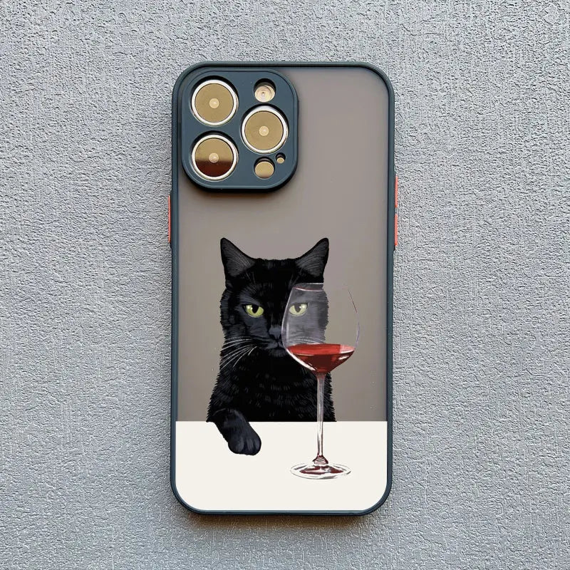 Funny Cat Daily Life Phone Case For iPhone 16 17 pro max Cases 11 12 14 Pro Max Mini 13 15 Plus XR Shockproof  Back Covers