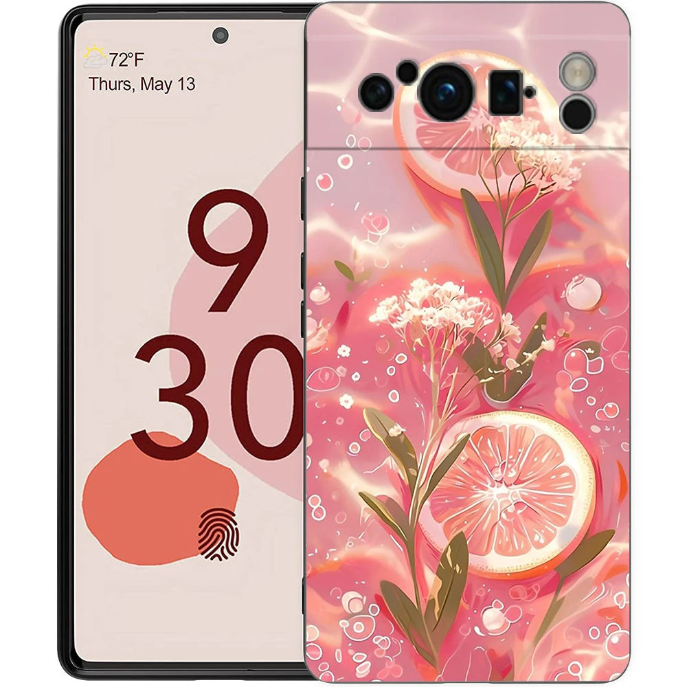Fresh Summer Fruit Lemon Cherry Phone Case Cover for Google Pixel 10 9 8 7 6 7A 6A Pro Shockproof Soft TPU 9 Pro XL Shell Capas