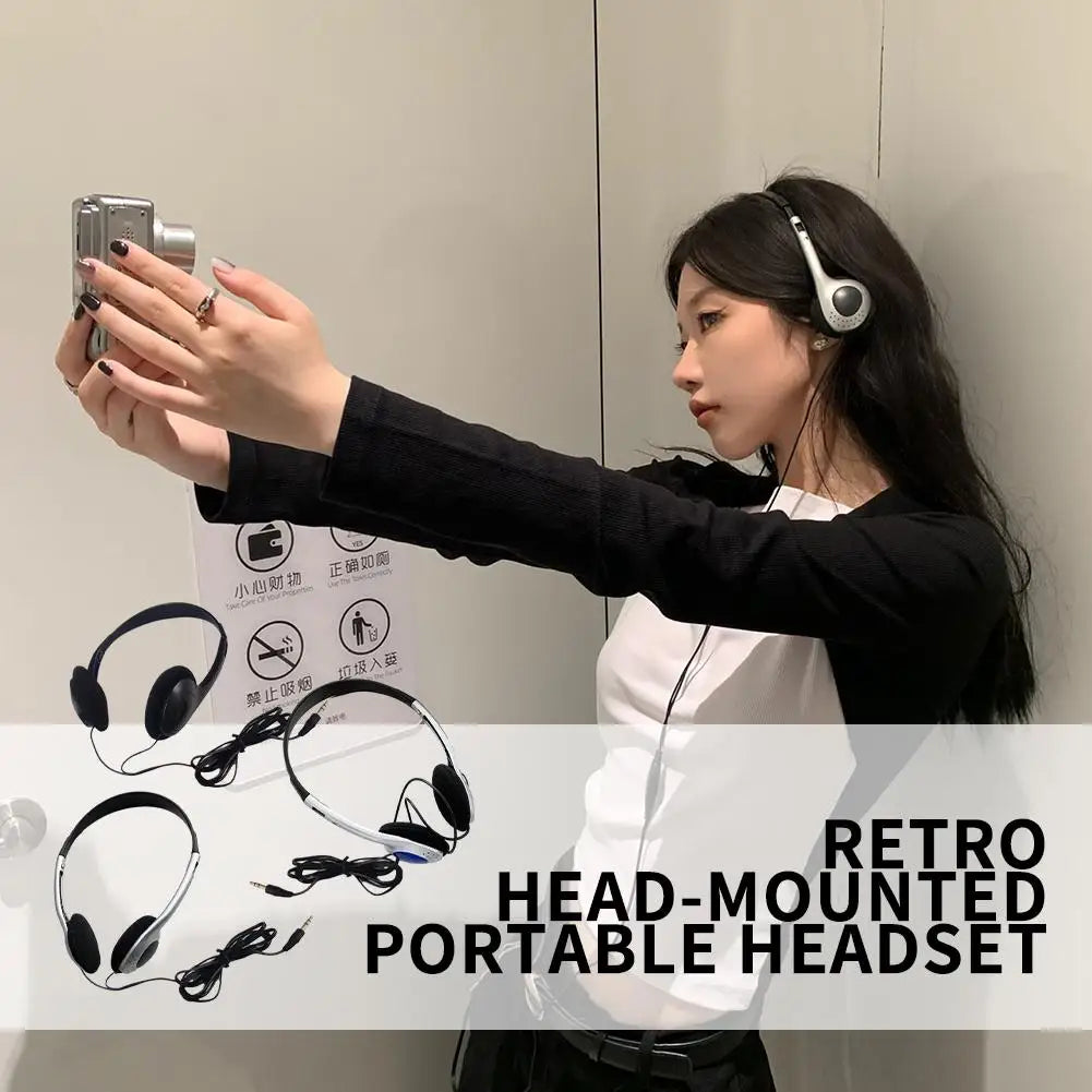 Portable Headphones Personality Retro Nostalgic Headset Black Fashion Style Headset Over Ear Earbud 3.5mm Wired Headset NEW