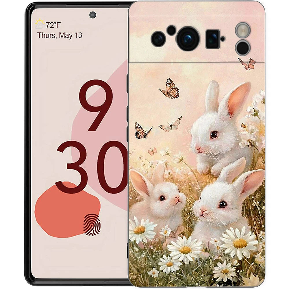 Ink And Wash Painting Rabbit Art Phone Case Cover for Google Pixel 10 9 8 7 6 7A 6A Pro Shockproof Soft TPU 9 Pro XL Shell Capas